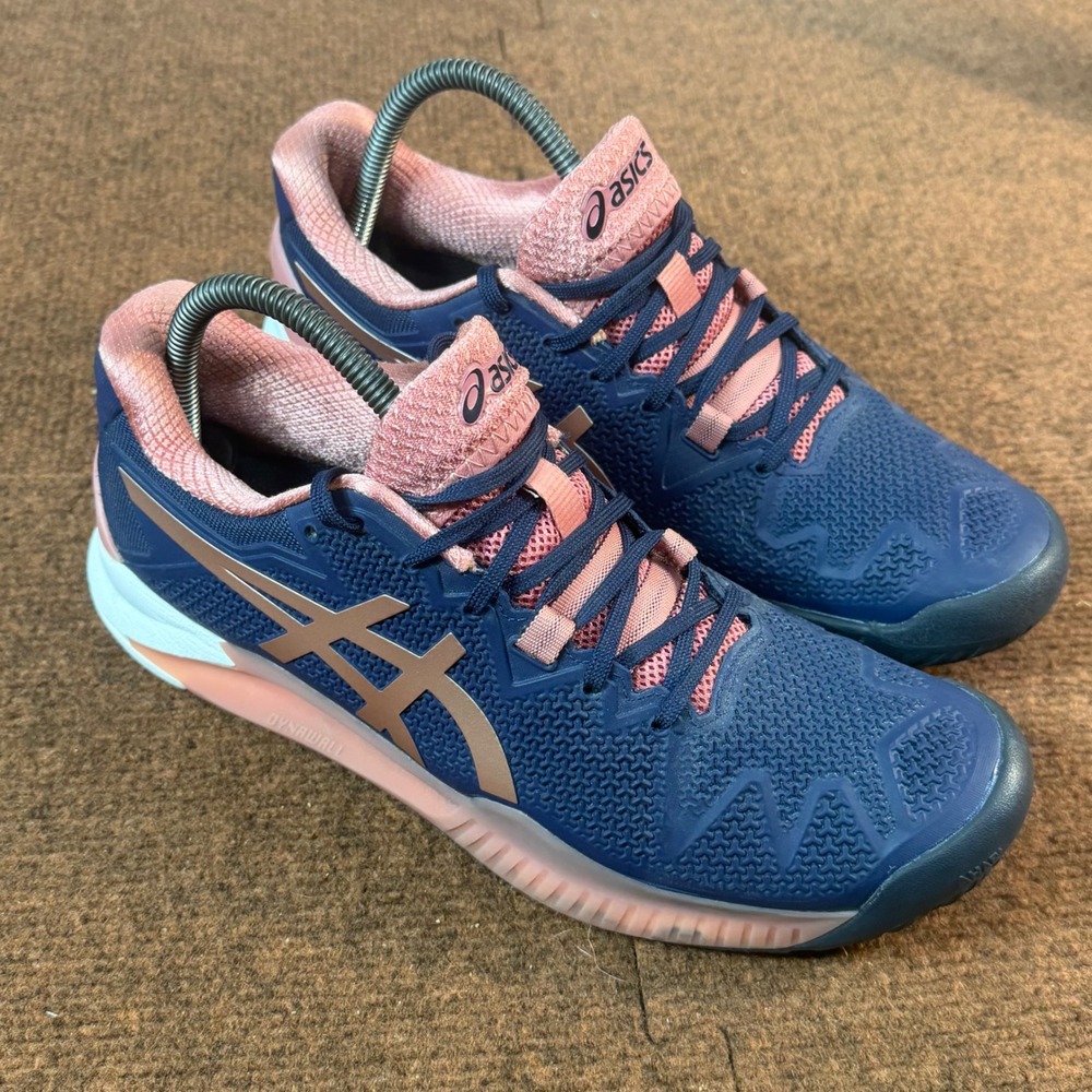 Asics Gel-Resolution 8 Womens Tennis Shoes Navy court shoe Size 9 pickleball